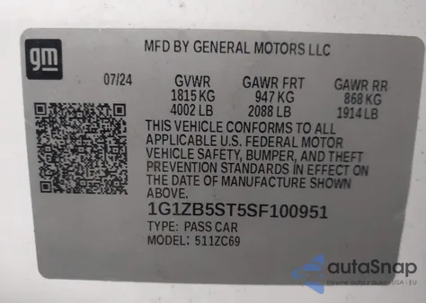 2025 Chevrolet Malibu Fwd Ls from USA, damaged, VIN 1G1ZB5ST5SF100951